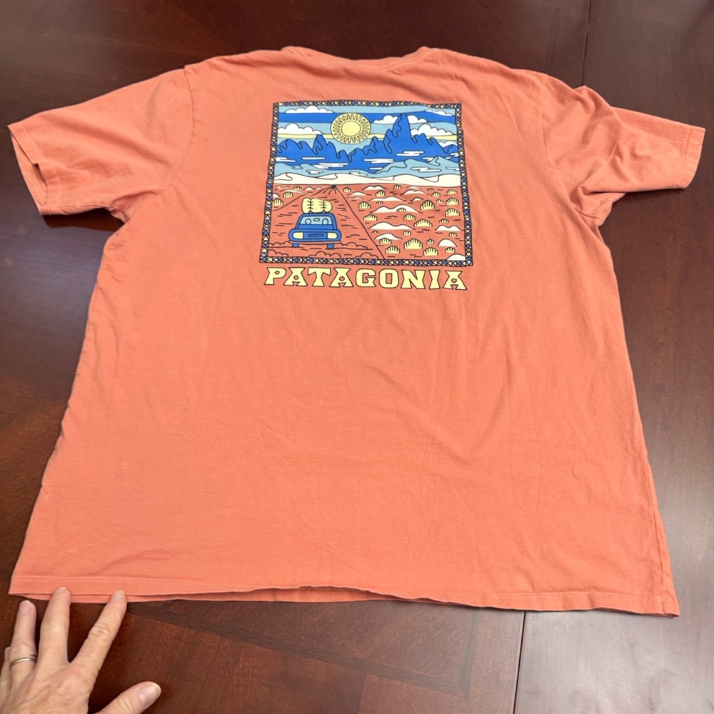 Patagonia Unisex T-Shirt in rusty orange/coral size L - Picture 6 of 6